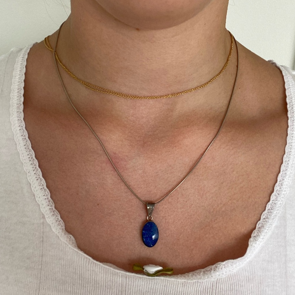 Blue Stone Pendant Necklace